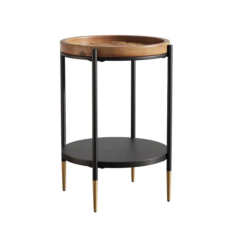 Slickblue 2-Tier Round Side Table for Living Room or Bedroom