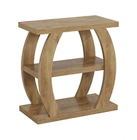 Slickblue 3 Tier Farmhouse Side Table with Geometric Metal Frame and Shelves