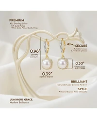 Genevive Cz Sterling Silver Pearl Drop Earrings