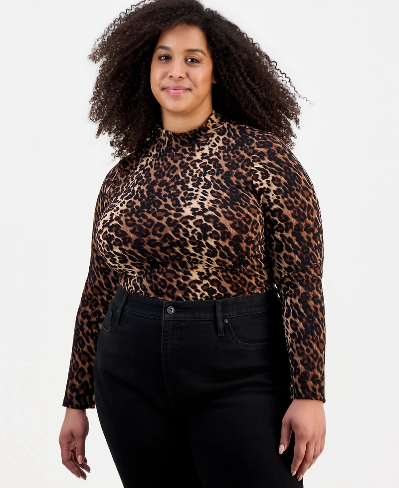 Full Circle Trends Trendy Plus Printed Ruched Bodysuit