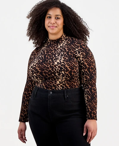 Full Circle Trends Trendy Plus Printed Ruched Bodysuit