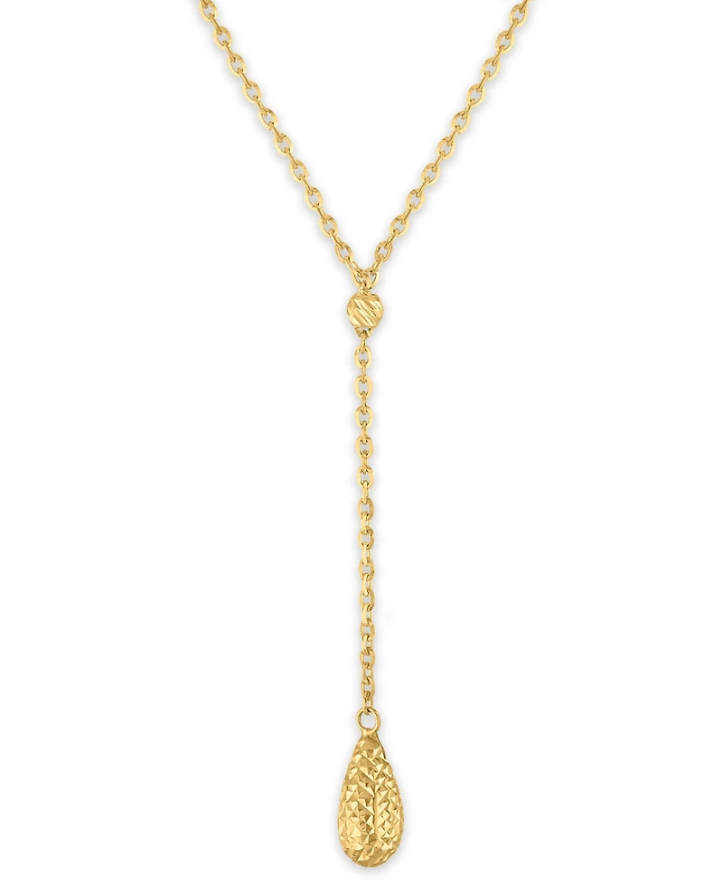 Macy's Diamond Cut Bead Lariat Pendant Necklace in 10k Yellow Gold