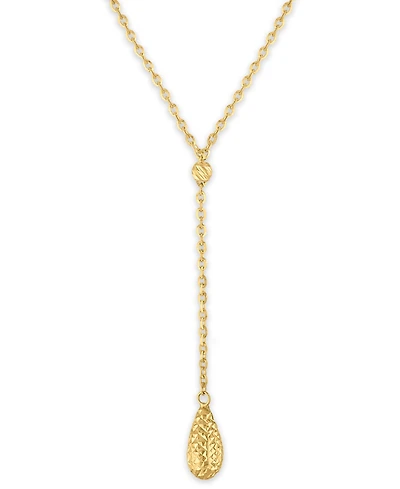 Macy's Diamond Cut Bead Lariat Pendant Necklace in 10k Yellow Gold