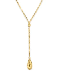 Macy's Diamond Cut Bead Lariat Pendant Necklace in 10k Yellow Gold