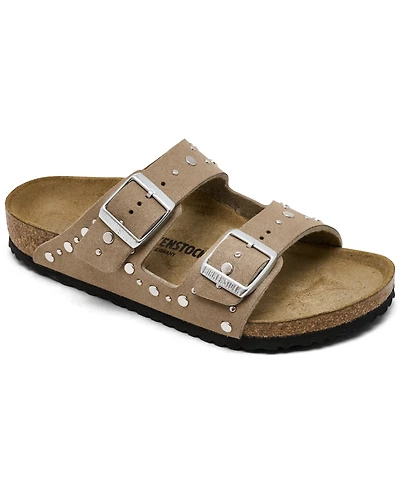 Birkenstock Little Girls' Arizona Rivets Suede Leather Sandals from Finish Line