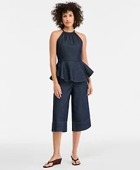 I.n.c. International Concepts Women's Cropped Denim Wide-Leg Pants, Macy's Exclusive
