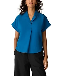 Eileen Fisher Women's Cotton Poplin Notch Collar Shirt