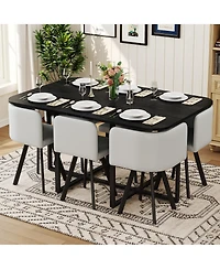Streamdale Furniture 7piece Dining Set: Table, 6 Pu Chairs