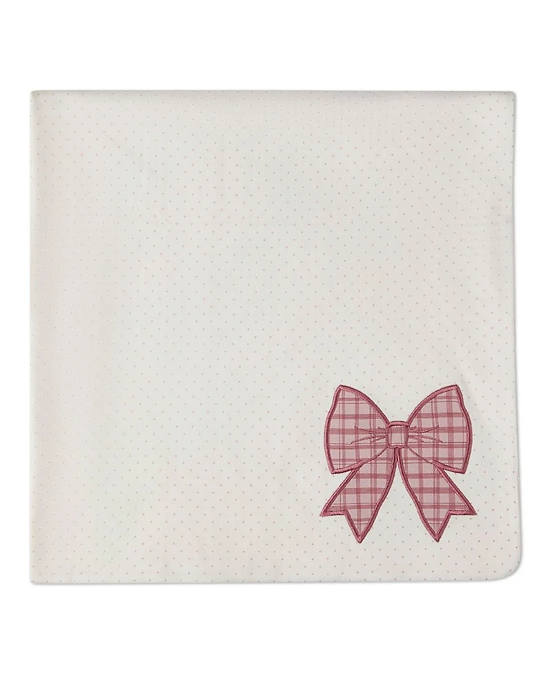 MeMoi Baby Girls "Put A Bow On It" 100% Cotton Embroidered Swaddle Blanket