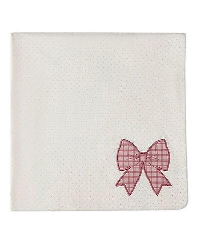 MeMoi Baby Girls "Put A Bow On It" 100% Cotton Embroidered Swaddle Blanket