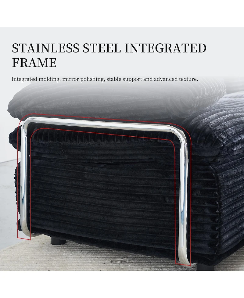 Streamdale Furniture 4-Seater Corduroy Modular Sofa with 2 Ottomans