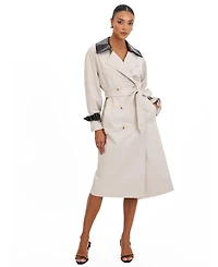 Miss Circle Women's Umber Oyster Double-Breasted Lapel Trench Coat
