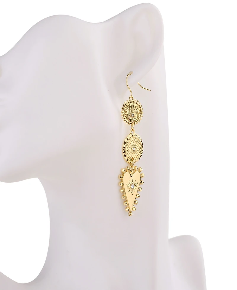 Nicole Miller Gold-Tone Eye Design Fish Hook Dangle Earrings