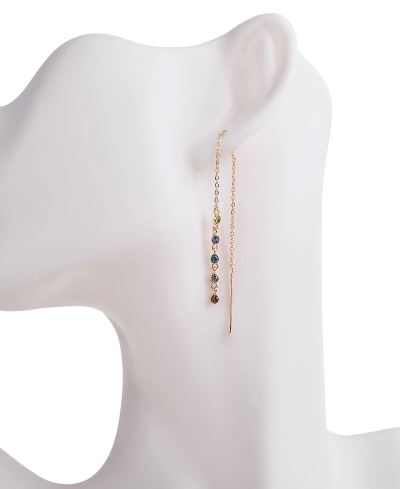 Nicole Miller Gold-Tone Multicolor Crystal Dangle Earrings