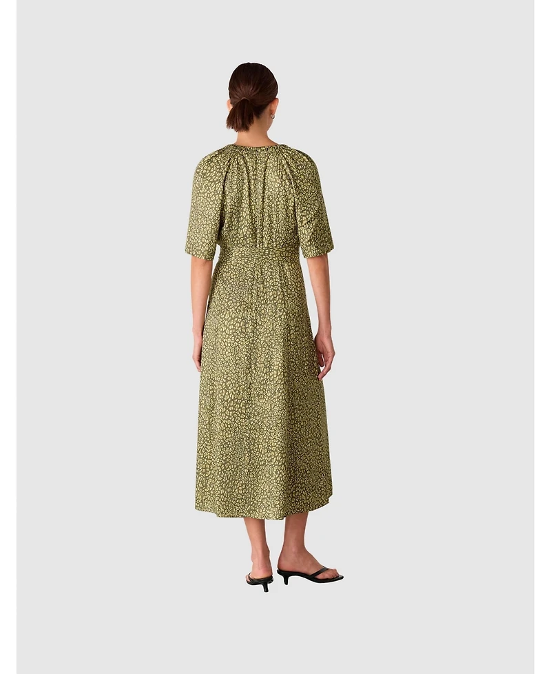 Whistles Women's Leopard Short Sleeve Midi Dress