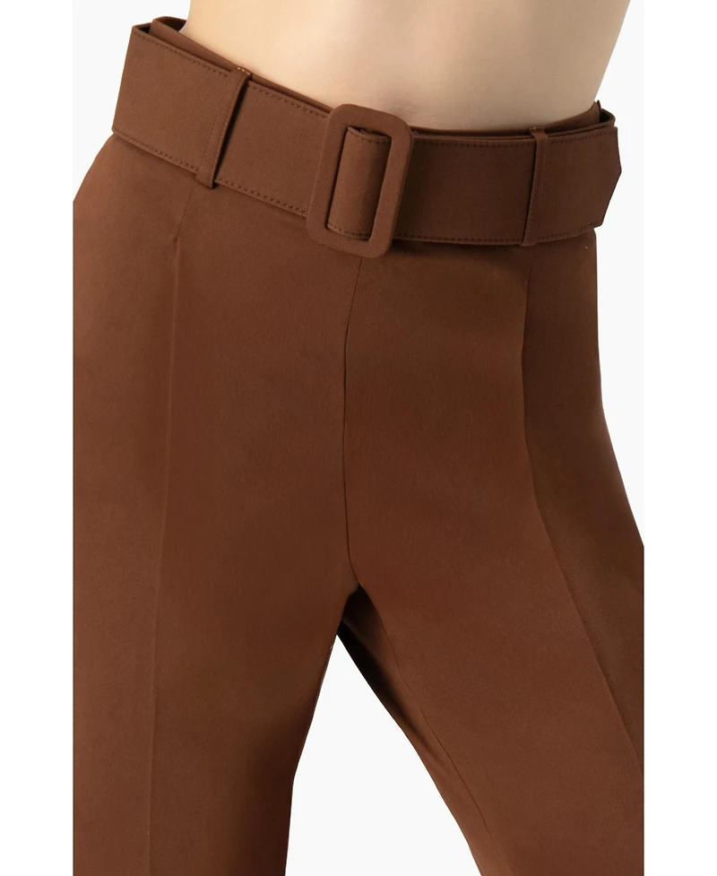 Ivonne Women's Straight-Leg Gabardine Pants with Belt