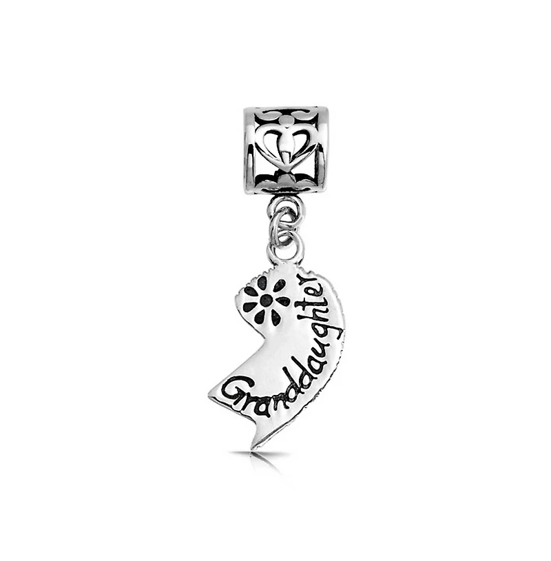 Bling Jewelry Puzzle Split Heart Grandmother Granddaughter Dangle Charm Bead Sterling Silver Fit European Bracelet