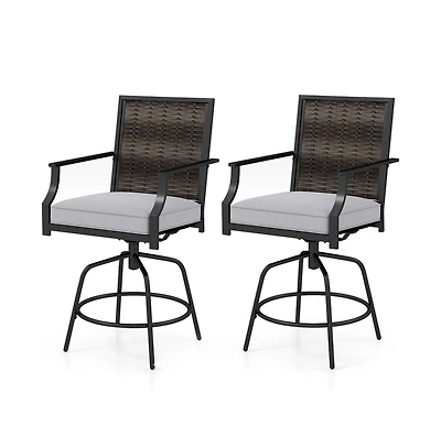 Boyel Living Outdoor Pe Wicker Swivel Bar Stools Set of 2 Counter Height Patio Chairs with Back