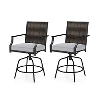 Boyel Living Outdoor Pe Wicker Swivel Bar Stools Set of 2 Counter Height Patio Chairs with Back