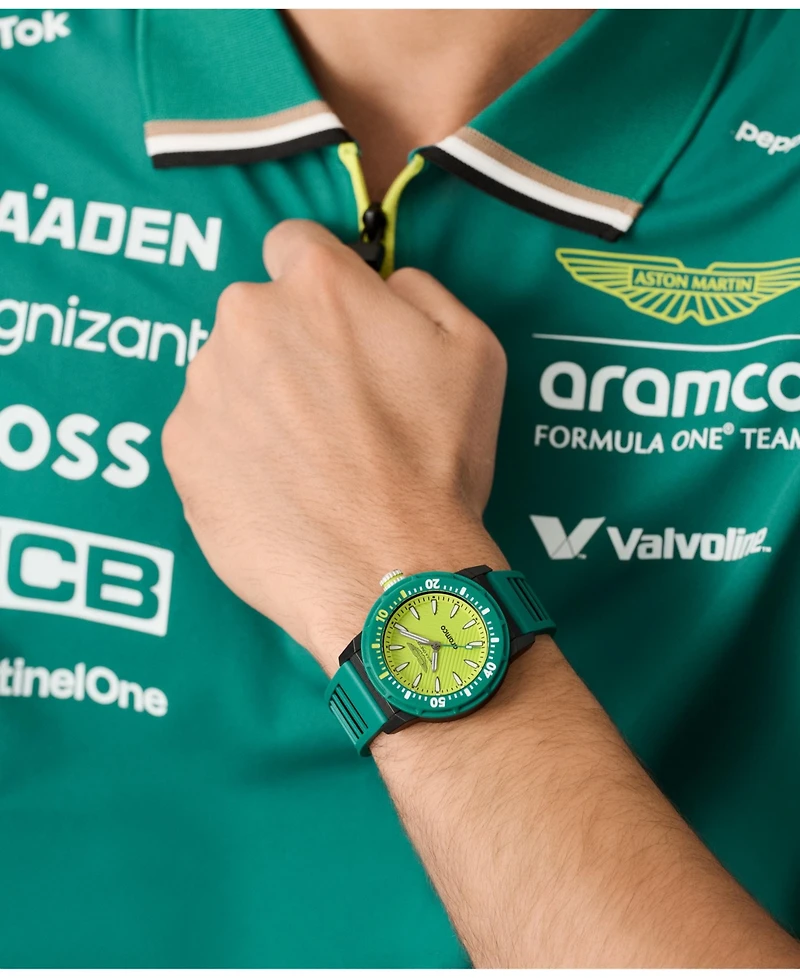 Aston Martin F1 Men's Pdk 3 Hand Quartz Green Silicone Watch 40mm