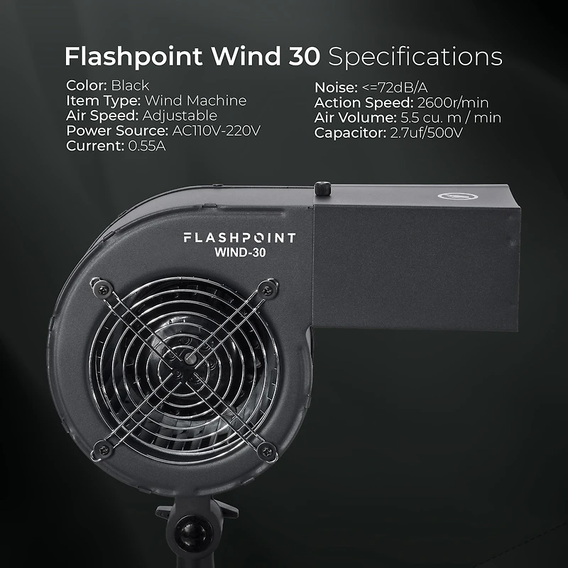 Flashpoint Wind 30 Ac-Powered Studio Fan