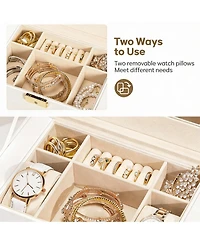Yigii Leather Jewelry & Watch Organizer with Drawers and Mirrors