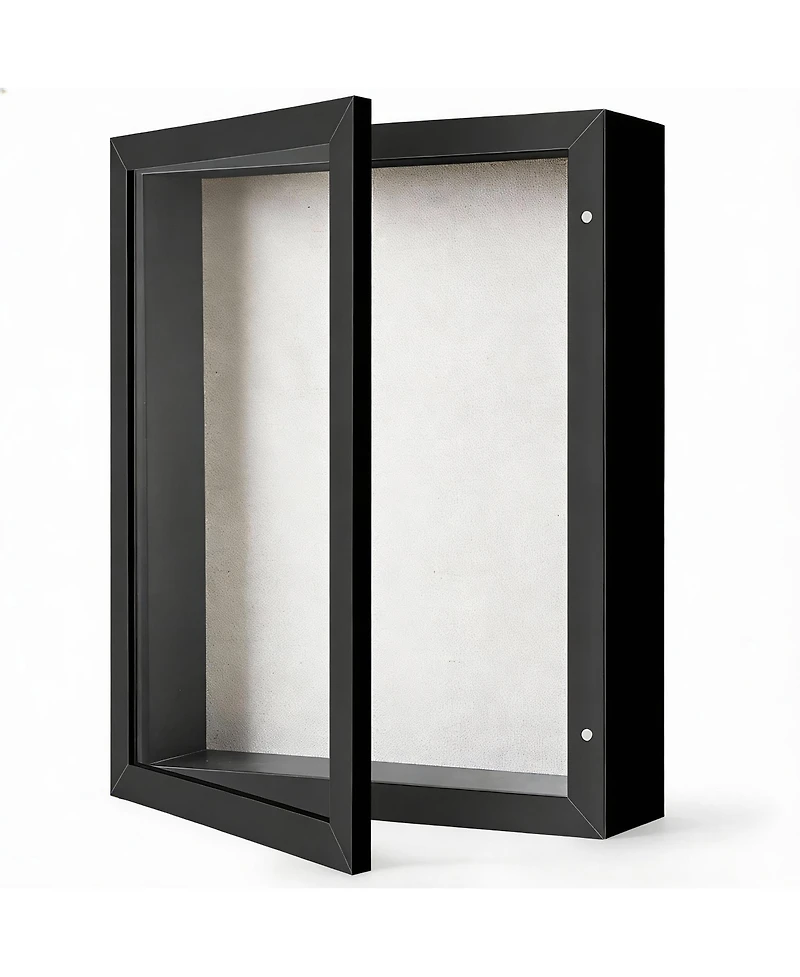 Yigii 8x10 Rustic Shadow Box Frame: Magnetic Door, Linen Back, Glass Cover