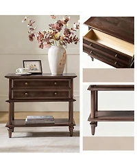 Yigii Drawer & Open Shelf Farmhouse Nightstand