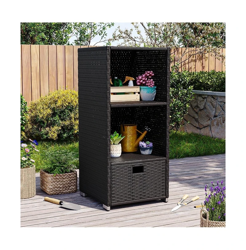 Aoxun Woven Dresser with Drawers, Modern Metal Frame for Living Room or Entryway
