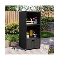 Aoxun Woven Dresser with Drawers, Modern Metal Frame for Living Room or Entryway