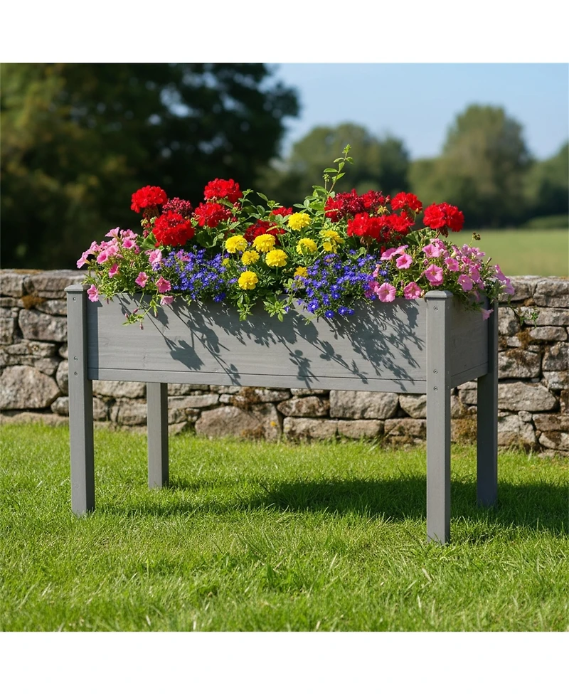 Clihome inch Raised Garden Bed with Legs, Elevated Wooden Planter Box for Outdoor Plants