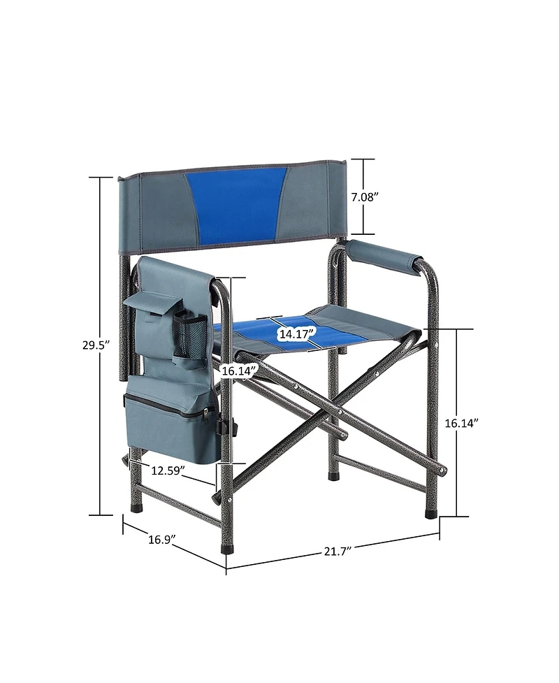 Clihome 1-piece Padded Folding Outdoor Chair with Storage Pockets