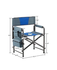 Clihome 1-piece Padded Folding Outdoor Chair with Storage Pockets