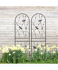 Clihome Metal Garden Trellis 71" x 19.7" Rustproof Trellis for Climbing Plants Outdoor Flower Support