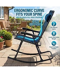 Clihome Set of 2 Folding Leisure Rocking Chair Set, Patio Chairs 2 Person Seating Group
