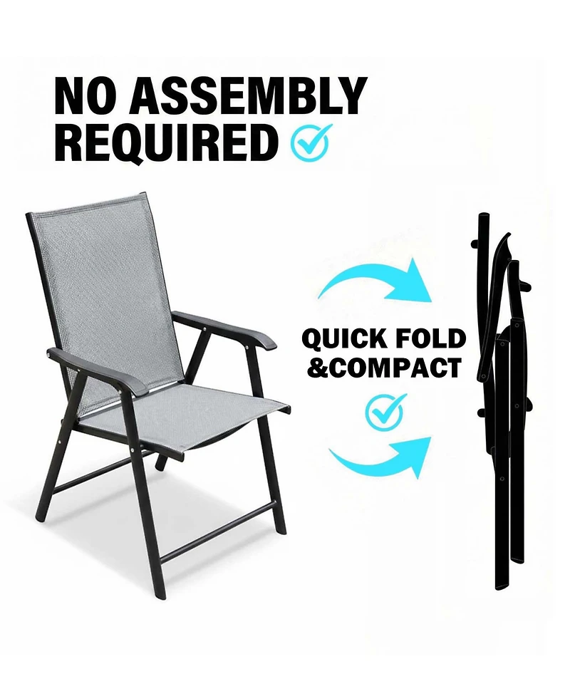 Clihome Outdoor Patio Chairs Set of 2 Stackable Portable for Deck, Garden, Camping and Travel