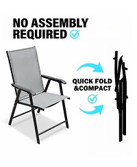 Clihome Outdoor Patio Chairs Set of 2 Stackable Portable for Deck, Garden, Camping and Travel