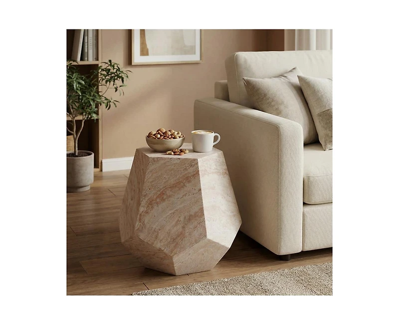 sumyeg Lightweight Concrete Hexagonal Side Table for Indoor and Outdoor Use