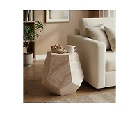 sumyeg Lightweight Concrete Hexagonal Side Table for Indoor and Outdoor Use