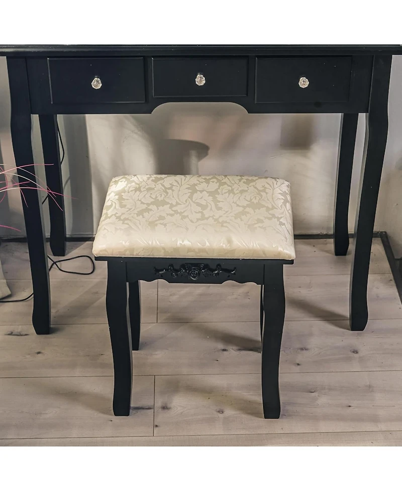 gaomon Led Lighted Mirror Vanity Table Set with Ample Storage, Makeup Dressing Desk for Bedroom