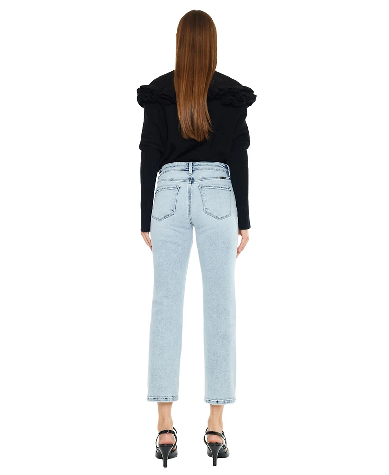 KanCan Essential Women's Pam Mid Rise Crop Straight Jeans
