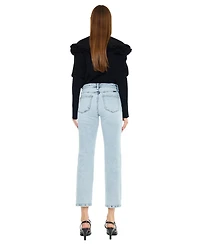 KanCan Essential Women's Pam Mid Rise Crop Straight Jeans