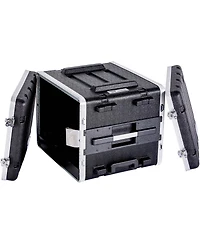 Deejay Led Fly Drive 8U Space Abs Molded Case for 19inch Amplifier, Equalizer and Dj Effects with Pull Out Handle and Wheels