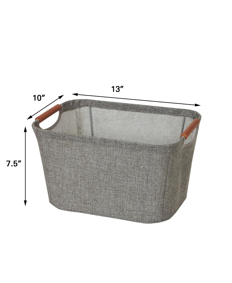 Household Essentials Medium Tapered Soft-Side Storage Bin with Wood Handles