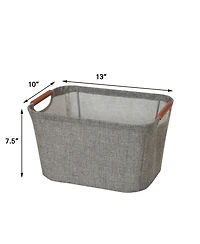 Household Essentials Medium Tapered Soft-Side Storage Bin with Wood Handles
