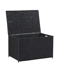Household Essentials Woven Paper Rope Storage Chest with Hinged Lid and Integrated Handles