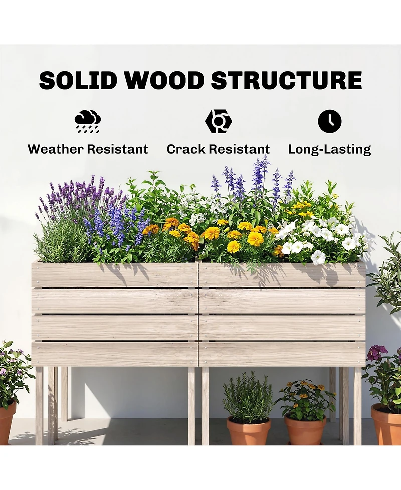 Raised Garden Beds, Set of 4 Wood Box Planters, Draining