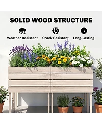 Raised Garden Beds, Set of 4 Wood Box Planters, Draining