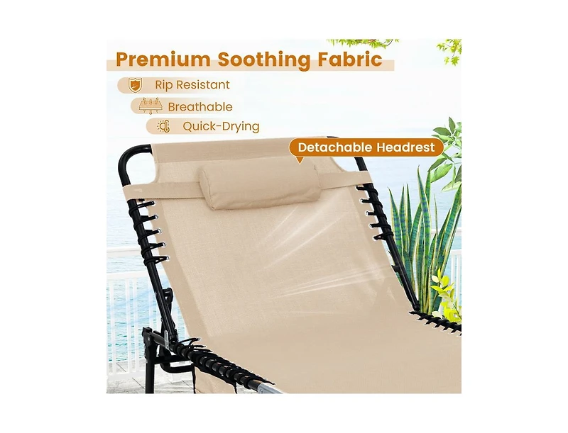 Boyel Living 4 Position Folding Lounge Chaise with Adjustable Backrest and Footrest