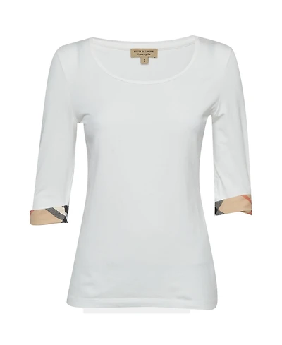 Pre-Owned Burberry Women's Nova Check Jersey Scoop Neck Top